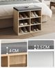 Schuhbank, Schuhregal mit Sitzfläche, Sitzbank mit Stauraum, Kissen, 6 Fächer, 60 x 30 x 52,7 cm, verstellbare Ablagen, für Wohnzimmer, Flur, Schlafzimmer, Weißeiche Bild 5