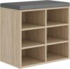 Schuhbank, Schuhregal mit Sitzfläche, Sitzbank mit Stauraum, Kissen, 6 Fächer, 60 x 30 x 52,7 cm, verstellbare Ablagen, für Wohnzimmer, Flur, Schlafzimmer, Weißeiche Bild 2