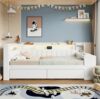Flieks Daybett, Polsterbett 90x200cm mit 2 Schubladen, USB, LED und Schreibtisch Bild 2