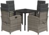 vidaXL 5-tlg. Garten-Essgruppe mit Kissen Grau Poly Rattan 3212361 Bild 2