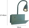 LED Schwanenhals Leselampe Grün mit Ablage & USB-Ladefunktion, B. 23cm Bild 4