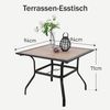 PHI VILLA Gartentisch (E-Beschichtung Metall 94×94×71cm, Holzähnlicher Quadratische Braun), Wetterfest Outdoor Garten Tisch Terrassentisch Balkontisch Bild 2