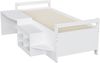 Bett 90x200 cm ohne Matratze, Multifunktionsbett aus Holz in Weiß mit Schreibtisch, Stauraum und USB-Steckdose Bild 4