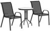 Outsunny Balkonset mit Glastisch, Stapelbare Gartenstühle, (Bistro-Set, 3-tlg, Gartenmöbel Set), Gartengarnitur Schwarz Bild 2