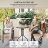 Outsunny Balkonset mit Glastisch, Stapelbare Gartenstühle, (Bistro-Set, 3-tlg, Gartenmöbel Set), Gartengarnitur Schwarz Bild 4