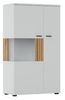 Stauraumvitrine >ALVERNO< 2 Türen, in Asche/Coast Evoke Eiche Lamelle-Dekor - 80x139x40 (BxHxT) Bild 3