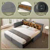 Stauraumbett mit Lattenrost, Regal, USB und Type-C Anschluss, 90x200cm/180x200cm, Liegefläche erweiterbar, Einzelbett, Polsterbett, Leinen Bild 5