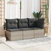 vidaXL Gartensofa mit Kissen 3-Sitzer Hellgrau Poly Rattan 366193 Bild 3
