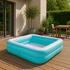 SunClub Planschbecken aufblasbarer 2-Ring Pool, viereckig, 145x145x45 cm Bild 3