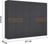 rauch Kleiderschrank, Drehtürenschrank TICAO, 10-türig, 2 Schubkästen, inkl. Türdämpferset, Grau metallic/Atlantik Oak dunkel, 271 x 210 x 54 cm Bild 4
