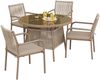 LVHOM 5-tlg. Gartenmöbel-Set, Sitzgruppe mit rundem Glastisch und 4 Polyrattan-Armlehnstühlen, inkl. Sitzpolster, Terrassenmöbel für 4 Personen, Wetterfest Bild 2