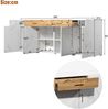 Merax Sideboard, Küchenschrank, Aufbewahrungsschrank , 208 x 39.5 x 80 cm, Kommode mit 4 Türen, 2 Schubkästen, Buffets, Weiß Bild 4
