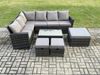 Fimous 9 Sitzer Hoher Rücken Rattan Gartenmöbel Set Rattan Ecksofa Set mit Rechteckiger Couchtisch 3 Fußhockern Dunkelgrau gemischt Bild 2