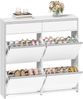Schmaler Schuhschrank mit 4 Klapptüren, Schuhkipper, Schuhregal mit Schublade, Schmaler Schuhkommode mit 8 Ablageflächen, Verstellbar, für Flure, Eingang, 100 x 24 x 99 cm, Weiß-Silber Bild 2