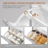 Schmaler Schuhschrank mit 4 Klapptüren, Schuhkipper, Schuhregal mit Schublade, Schmaler Schuhkommode mit 8 Ablageflächen, Verstellbar, für Flure, Eingang, 100 x 24 x 99 cm, Weiß-Silber Bild 4