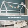 Bett 90x200 cm als Hausbett mit Dach und Zaun – Kiefernholz, weiß Bild 3