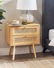 Nachttisch mit 2 Schubladen PEROTE Rattan Heller Holzfarbton Bild 3