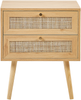 Nachttisch mit 2 Schubladen PEROTE Rattan Heller Holzfarbton Bild 5