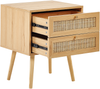 Nachttisch mit 2 Schubladen PEROTE Rattan Heller Holzfarbton Bild 4