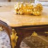 Casa Padrino Luxus Barock Couchtisch Beige / Dunkelbraun / Gold 146 cm - Made in Italy Bild 2