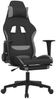 Gaming-Stuhl mit Fußstütze Schwarz und Hellgrau Stoff, Drehbar [3143744] Bild 2