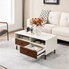 COSTWAY Couchtisch, mit 2 Schubladen & 2 Ablagen, rechteckig, 48 x 95 x 45 cm Bild 2
