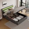 Merax 160*200 cm Doppelbett, Polsterbett, mit Umgebungslicht, USB- und Typ-C-Steckdose, 24-Tasten-Fernbedienung, Bett kann angehoben und abgesenkt werden, Grau Bild 3