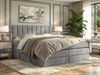 Boxspringbett mit Matratze H3 ALVER KING, Doppelbett, gepolstertes Polsterbett, 7-Zonen-Multipocket-Kern H3, hohe Kopfteil - Topper T25 - Hellgrau Velvet Bild 1