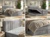 Boxspringbett mit Matratze H3 ALVER KING, Doppelbett, gepolstertes Polsterbett, 7-Zonen-Multipocket-Kern H3, hohe Kopfteil - Topper T25 - Hellgrau Velvet Bild 2