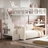 Novelux Hochbett für Kinder 140x200 mit Treppe und Rausfallschutz – Massivholz Weiß, sicheres Etagenbett mit Stern- und Monddekoration, 150kg Tragkraft Bild 3