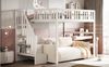 Novelux Hochbett für Kinder 140x200 mit Treppe und Rausfallschutz – Massivholz Weiß, sicheres Etagenbett mit Stern- und Monddekoration, 150kg Tragkraft Bild 5