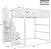 Novelux Hochbett für Kinder 140x200 mit Treppe und Rausfallschutz – Massivholz Weiß, sicheres Etagenbett mit Stern- und Monddekoration, 150kg Tragkraft Bild 2