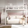 Novelux Hochbett für Kinder 140x200 mit Treppe und Rausfallschutz – Massivholz Weiß, sicheres Etagenbett mit Stern- und Monddekoration, 150kg Tragkraft Bild 4