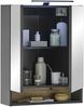Badezimmerspiegelschrank >Denver< LED, Steckdose, schwarz matt / evoke Eiche Dekor - 60x75x22cm (BxHxT) Bild 2