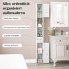 Schmaler Badezimmerschrank mit Beleuchtung & Schublade & 3 Glasablagen Badschrank Weiß Bild 3