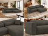 Ecksofa PAZURRO L mit Armlehnen, freistehendes L-förmiges Ecksofa mit lose Kissen, Wellenfeder, Modern Design - Dunkelgrau Velvet - Rechts Bild 2