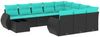 vidaXL 11-teiliges Gartensofa-Set mit Kissen, schwarzes Polyrattan 3221926 Bild 2