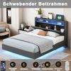Polsterbett 140x200 cm mit USB & farbiger LED-Beleuchtung, wendbares Kopfteil – Leinenstoff grau Bild 5
