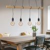 LED Hängeleuchte, 4 flammig, Holz, natur, H 120cm Bild 4