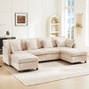 Modulares Sofa mit 2 Hockern, flexibler L- oder U-Form Aufbau, großes 6-Sitzer Chenille-Sofa mit 6 Kissen,Beige Bild 3