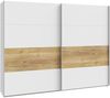 Schwebetürenschrank >MAYACUS< LED, 3 Stangen, 3 Böden, weiß, Eiche Dekor - 280,6x215,9x63cm B/H/T Bild 2