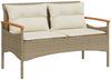 vidaXL Gartenbank mit Kissen 116x62,5x74 cm Beige Poly Rattan 368403 Bild 5