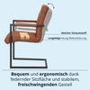 KHG Esszimmerstuhl Schwingstuhl mit Armlehnen Braun Leder | Freischwinger bis 110 kg - Küchenstuhl, Schwingstuhl, Polsterstuhl mit Schaumstofffüllung und Wellenfederung Bild 5