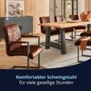 KHG Esszimmerstuhl Schwingstuhl mit Armlehnen Braun Leder | Freischwinger bis 110 kg - Küchenstuhl, Schwingstuhl, Polsterstuhl mit Schaumstofffüllung und Wellenfederung Bild 2