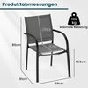 Gartenstühle stapelbar 2er Set Stapelstühle aus Textilene und Metallgestell Terrassenstühle mit Armlehnen 61 x 58 x 85 cm Grau Bild 3