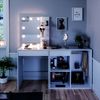 Schminktisch Isabelle Weiß 140 cm mit LED Beleuchtung und Schrank Vicco Bild 4