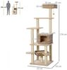 PawHut Kratzbaum mit Katzenhöhle, Mehrstufiger, Beige+Braun, 55L x 55B x 174H cm Bild 3