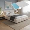 Juskys Polsterbett Florenz 140 x 200 cm mit Matratze – Bouclé, modernes Bett mit Kopf- & Fußteil, stabilem Holz- & Metallrahmen, Lattenrost, 500 kg Tragkraft – Creme Bild 1