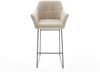 Delife Barstuhl Yulo-Flex Webstoff, Kufengestell Metall, Schwarz, Soft Beige, 54x 51x99 cm Bild 2