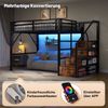 Hochbett mit RGB LED-Streifen, Lattenrost, Treppe, Regal, Rausfallschutz, 140x200cm, Kinderbett, Metallbett, Jugendbett Bild 4